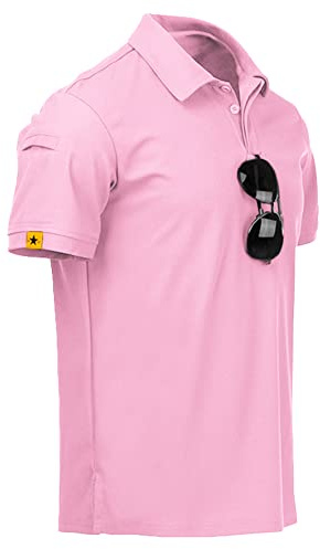 JACKETOWN Polo Shirt Uomo Manica Corta Asciugatura Rapida Traspirante Tennis Polo Shirt Camicie Polo Estate per Uomo Button Front T-Shirts Sport Shirt Basic Regular Fit Golf