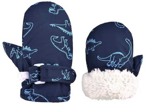 Azarxis Baby Winter Mittens Kid Toddler Warm Gloves with Fleece Lining Thermal Windproof for Boys Girls Children Snow Skiing Skating Cycling Walking (Navy Blue, 4-6 Years)