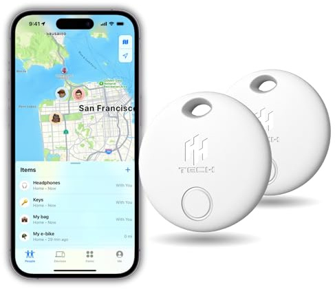 HH-SmartTag LITE för Apple iOS: Key Finder, Item Finder, Locate Your Wallet & Valuables Worldwide. Kompatibel med iPhone Find My App, med avancerad teknik för publik och platssökning (Pack-2)