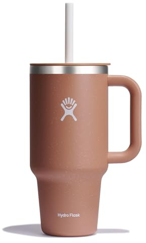 Hydro Flask 32 Oz Travel Tumbler with Handle, Lid and Straw - Insulated Stainless Steel in 32 Oz Sandy