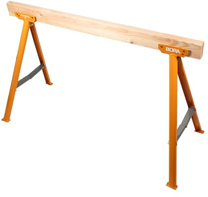 BORA Jobhorse Saw Horses 2 Pack of Leg Brackets (Builds 1 Saw Horse) - 1000 lb Capacity Heavy Duty Steel Saw Horse Brackets 2x4 - Stable on Any Terrain for Quick Setup Woodworking & DIY Tools PM-3310