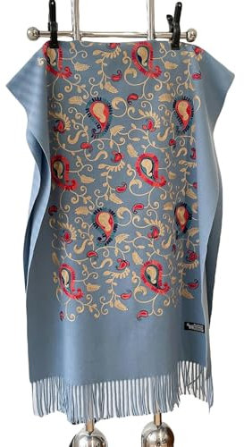GLYLFQZJ Damenschal Wintersticker Kaschmirschals Frauen Verdicken Wickeln Schal Ladies Warm Woll Pashmina Paisley Beilsign Schal-Blau