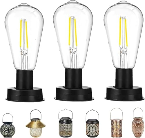 Solarleuchten Ersatzteile Solar Glühbirnen für Draußen Wetterfest Garten Solarleuchten Ersatz Top mit Heller LED Glühbirne Solar Ersatzdeckel Solarpanel für Solarlaterne Solarlampen Außen (7cm-3PCS)