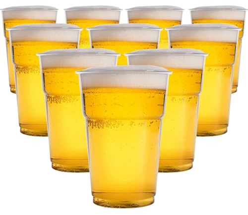 STL Pack of 200 Clear Plastic Half Pint Cups 330ml, 1/2 Disposable Beer Glasses Tumblers, BPA-Free, Recyclable, Sturdy & Crack-Resistant Beer Cups for Parties, BBQs, Events & Festivals
