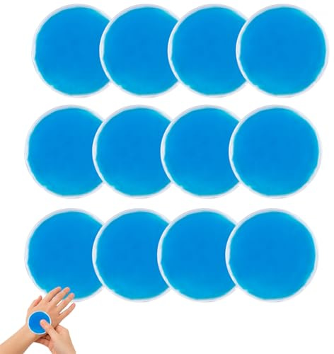 12 Pcs Round Blue Ice Pack, Small Hot Cold Compress Ice Bag Reusable Small Gel Ice Pack for Heat Stroke Prevention, Skin Care