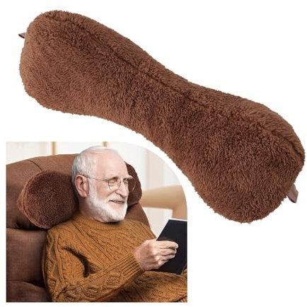 VCOMSOFT Couch Neck Pillows Adjustable Cotton Headrest Pillows for Recliner Chairs, Pain Relief Neck Support Pillow for Travel Home Sofa Armchair with Zipper Cover(Dark Brown)
