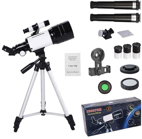 Acesome, telescopio per bambini e principianti, 15 x 150 x telescopio astronomico, con treppiede allungabile, supporto per telefono, filtro lunare