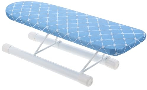ARTIBETTER Mini Table à Repasser Pliante Compacte Repose-fer, Support pour Manches en Tissu Bleu à Carreaux, Planche à Repasser de Table Domestique pour Repassage à Domicile Voyage