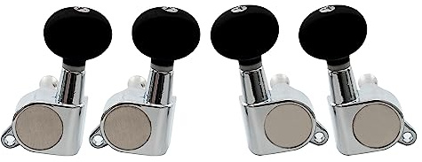 Musiclily Basic 2R2L Mechaniken Set für Ukulele Chrom mit Schwarze Button