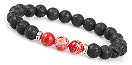 Chakra Bead Bracelet Lava Stone för män - Naturstensarmband med svarta lavapärlor I Unisiz Energy Bracelet Män