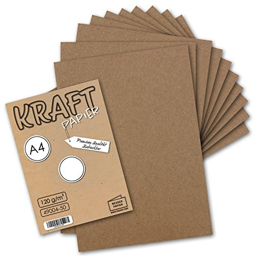 25 Blatt Vintage Kraftpapier DIN A4 120g braunes Recycling-Papier, komplett ökologischer Brief-Bogen - Briefpapier UmWelt by GUSTAV NEUSER