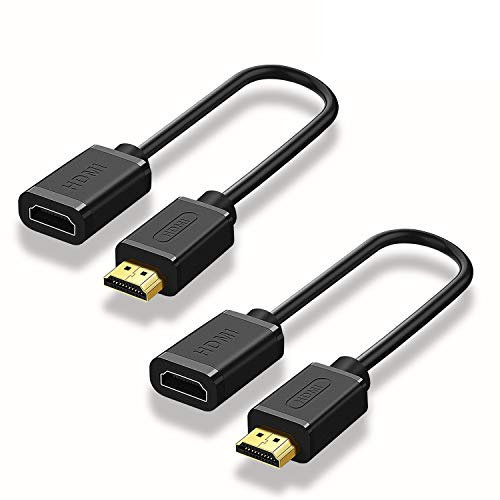 Techrum 2 Stück Hochgeschwindigkeits HDMI Verlängerungskabel HDMI Verlängerung 4K@60Hz HDMI Kabel Kurz 20cm 3D für Fire TV Stick/Roku/Chromecast