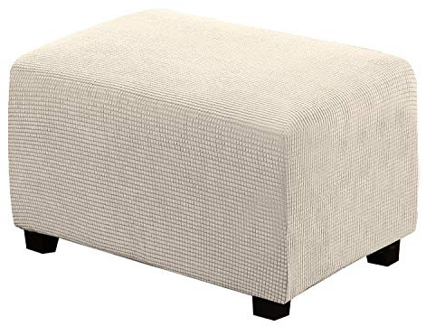 H.VERSAILTEX Ottoman Cover Slipcover Rectangle Fit Length 29'-34' Footrest Sofa Slipcovers Stool Cover Footstool Protector Covers Feature Stretch Thick Jacquard Fabric Removable Washable - Natural