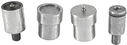 Trimming Shop Spring Press Niete Einstellwerkzeug Stanze - 4 Part Set für Hand Maschine in Größen 10,12, 15 - Ausrüstung Zum Nähen , Leder Handarbeiten, und Bekleidung Reparatur - Silbern, 17mm