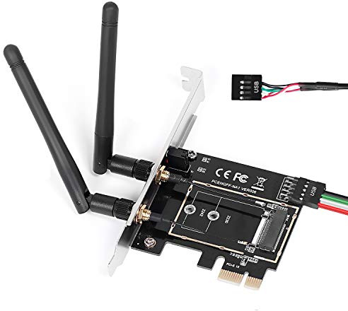 MZHOU Wireless Network Card Adapter M.2 NGFF to PCI-E 1X WiFi Network Card Converter,PCI-E M.2/NGFF Card Passive Adapter with Dual-Band 2.4/5G Antenna,for WiFi and Bluetooth Card.(Not Including WiFi