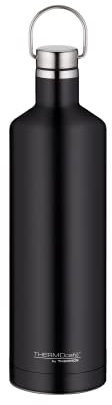 THERMOcafé by THERMOS TC TRAVELER BOTTLE charcoal black mat 0,75l, Thermosflasche aus Edelstahl, 12h heiß & 24h kalt, absolut dicht für Schule, Büro, Wasserflasche mit Griff, isolierte Trinkflasche