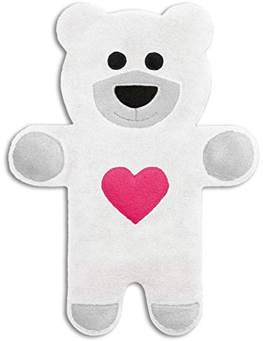 Leschi VÄRMEKUDDE för rygg och mage/för mikrovågsugn och ugn/kornkudde med vete för bebisar, barn och vuxna/Värmedjur: Björnen Teddy med hjärta, vit grå svart