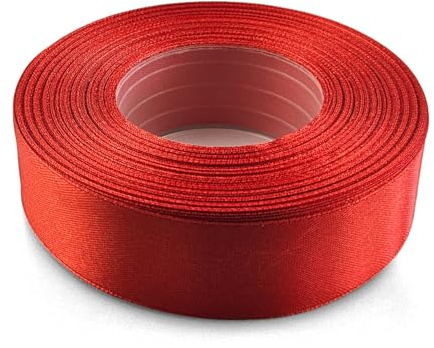 Netuno 1x Satinband Rot 25 mm x 32 m rotes Schleifenband Geschenkband Rot Dekoband Stoffband Satinrolle Satinbänder rote Schleife Geschenk Verpacken Dekoration Satinband Rolle red ribbon silk