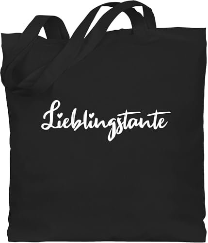 Baumwolltasche - Tante - Taschen - Lieblingstante Schriftzug weiß - Unisize - Schwarz - mit sprüche aunt jutebeutel geschenk für tante. stoffbeutel tasche tantes jutetasche werdende auntie beutel