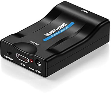 Aolirot Adattatore Scart a Hdmi Convertitore Scart a HDMI con Cavi SCART e HDM Supporta Switch di Uscita Full HD 720P/1080P Compatibile per monitor HDTV/Projektor STB/VHS/PS3/Lettore DVD