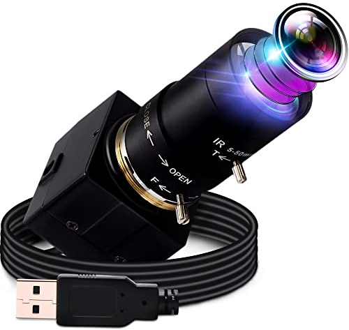 G Varifocal Objektiv USB Kamera 10X optische Zoom Webcam,5-50mm Varifocus Webcam 2448P Zoom Webcam,8MP Varifocal Webcams mit IMX179,Fokus einstellbare Windows Mac Linux Webcams