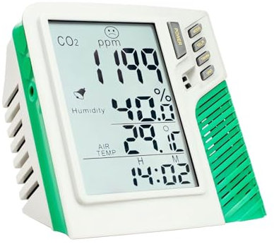 Weedness Co2 Messgerät Grow Anbau Pflanzen & Garten - Raumluft Carbon Dioxide Detector Kohlendioxid Meter Tester Warnmelder Kamin