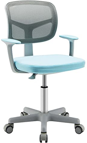 DREAMADE Kinder Schreibtischstuhl höhenverstellbar,ergonomischer Jugenddrehstuhl mit Rückenlehne & Armlehnen,Drehstuhl 5 Rollen,für 3-10 Jahre alt,bis 150kg belastbar (Blau),JA32262DE,54x50x80-91.5cm