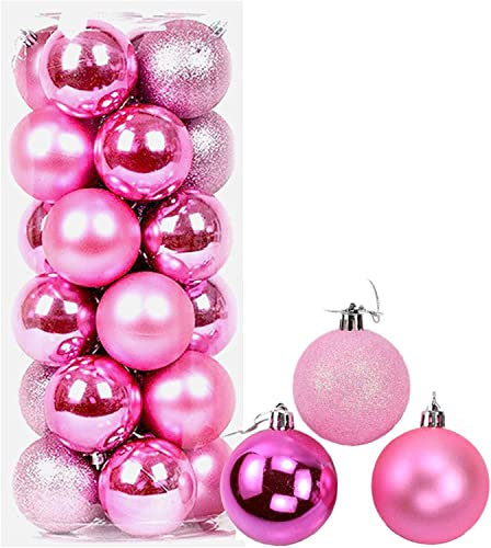 12 Bolas de Navidad inastillables de 30 mm, Color Rosa, decoración de árbol de Navidad, Bolas de Adorno de Navidad, Decoraciones Colgantes de Navidad, decoración navideña, Brillante, Mate, Purpurina