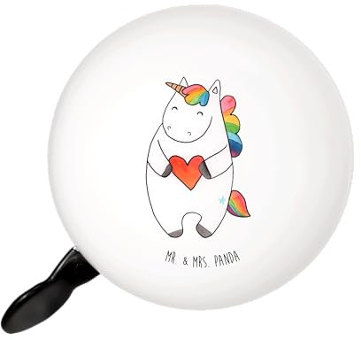 Mr. & Mrs. Panda Fahrradklingel Einhorn Herz - Geschenk, Bunt, Fahrradglocke, Fahrrad-Klingel, Klingel Für Fahrrad, Lustig, Einhörner, Unicorn