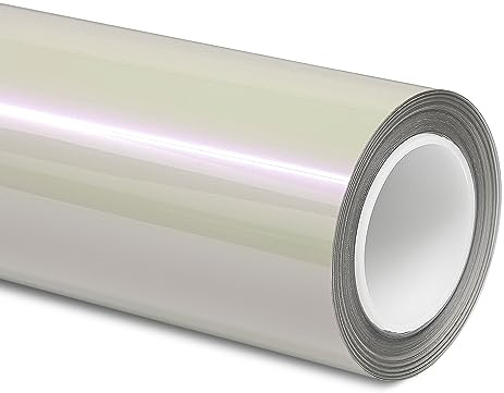 Folindo® Perlmutt Autofolie Weiss/Violett Glanz (12,5€/m²) | 5 x 1,52 m | Selbstklebende Luftkanal Folie zur Auto Folierung | Blasenfrei Pearl Effekt Folie