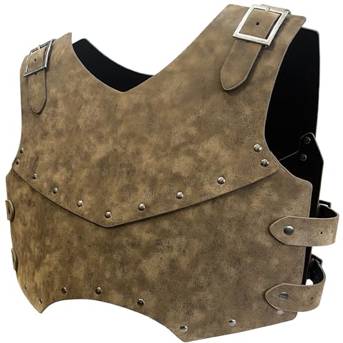 HiiFeuer Mittelalterlicher Kunstleder Brustpanzer, Retro Söldner Ritter Bogenschütze Körperpanzer, Verstellbare Rüstung für LARP Kostüm& Ren Faire/Karneval