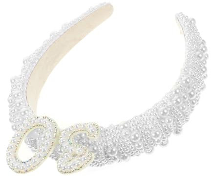 NAMOARLY Perlen Stirnband Geburtstag Zahlen Haarspange mit Kunstperlen Breites Stirnband für 30 Geburtstag Elegantes Haar Accessoire für Damen Party Kopfschmuck
