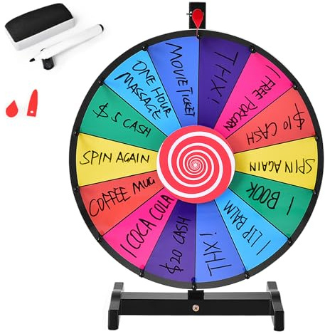 SOARS Ruleta de la Suerte, la Ruleta de la Suerte con Soporte con Ventosas, Ruleta con Marcadores y Borradores de Pizarra Blanca, Ruleta Chupitos para Familia, Año Nuevo y Fiesta (18 Pulgadas)