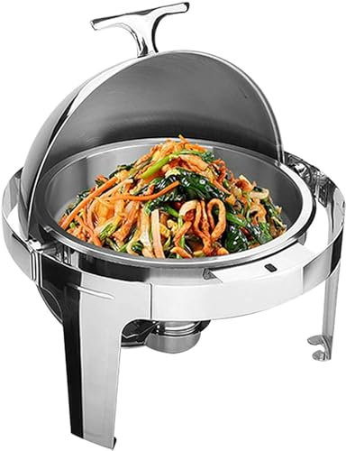 Scaldavivande Piatto in Acciaio Inossidabile da 6 Litri, Set Piatti Buffet, con Portapentole Porta Carburante, Set Professionale per Catering, Buffet e Feste
