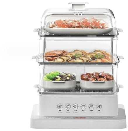 Cuiseur vapeur électrique for la cuisson, cuiseur vapeur amovible à 3 couches d'une capacité de 40 L, avec fonction d'isolation sur rendez-vous de 12 heures for les légumes, les viandes et le poisson