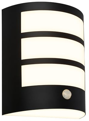 BRILONER - LED Wandleuchte ohne Stromanschluss mit Bewegungsmelder, Dämmerungssensor, 20 sek. Timer, Wandlampe Akku, Wandbeleuchtung außen, Außenleuchte, Outdoor Lampe, 18x15x7 cm, Schwarz