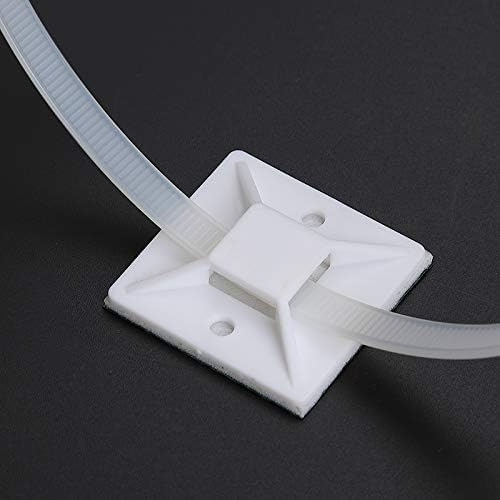10Gtek Self Adhesive Cable Tie Mounts - 3M Strongly Adhesive-Backed Zip Tie Base Holders for Home, Office Cable Wire Management(19.5mm x 19.5mm, White, 100pack)