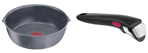 Tefal Ingenio Poêle 22 cm, Induction, Revêtement antiadhésif, Multi-usages, Empilable & Ingenio Poignée amovible noire, Empilable, Verrouillage sécurité 3 points
