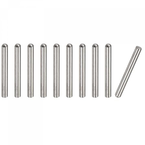 TOP-VIGOR 10Pcs 3mm x 25mm Dowel Pins, 304 Stainless Steel Round Head Flat Chamfered End Shelf Pegs Support Fasten Elements Silver Tone