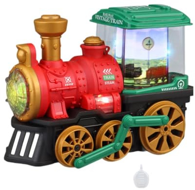 Baoblaze Elektrischer Eisenbahnspielzeugzug, Dampflokomotive mit blinkenden Lichtern, frühes Lernspielzeug für Mädchen, Kinder, Jungen, Geburtstagsgeschenk, Rot