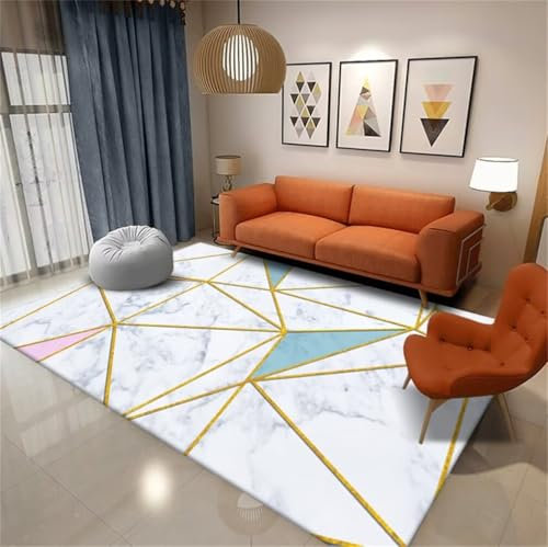 RUGMRZ Kinderteppiche 90x150CM Teppich für Flur Living Room Rug grau Gelber, moderner, geometrischer, waschbarer Schlafzimmerteppich