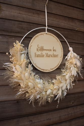 Trockenblumenkranz personalisiert Boho Türkranz Bohokranz