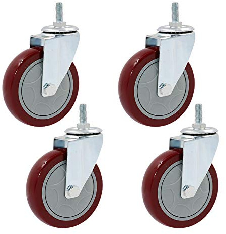 Ruedas universales Ruedas para sillas de oficina, Juego de 4 ruedas giratorias resistentes for muebles, repuestos for muebles, ruedas de PVC rojas, ruedas giratorias de 360 ​​grados for banco de traba