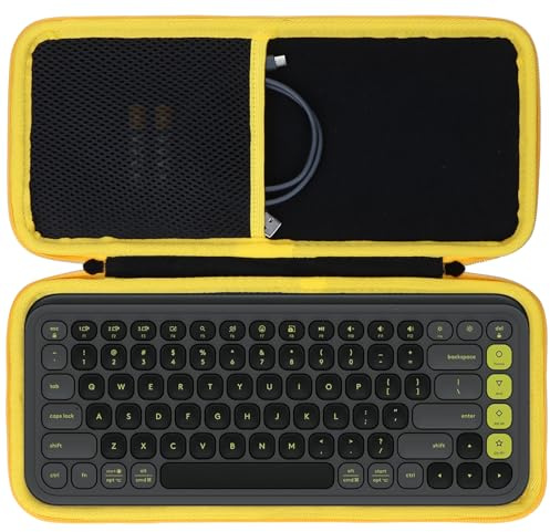 Lebakort Dur Étui Housse Cas Compatible avec Logitech Pop Icon Keys,Noir | Clavier Étui,poche filet pour câbles