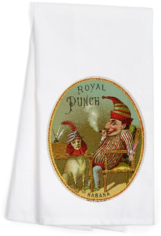 Lantern Press Royal Punch Brand Cigar Seal, Vintage Label (100% Cotton Tea Towel, Decorative Hand Towel, for Kitchen and Home)