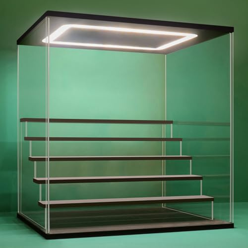 NONEMEY Vitrine pour Collection en Acrylique Transparente avec Éclairage LED Tricolore – Présentoir Anti-Poussière 2/3/4/5/6 Niveaux pour Figurines et Lego (Noir, 6Tier-40x32x42cm)