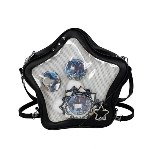 Homvik Star Ita väska nålar ryggsäck söt estetisk nål väska med Ita infoga display crossbody handväska PU-läder för kvinnor flickor, svart, Svart, M