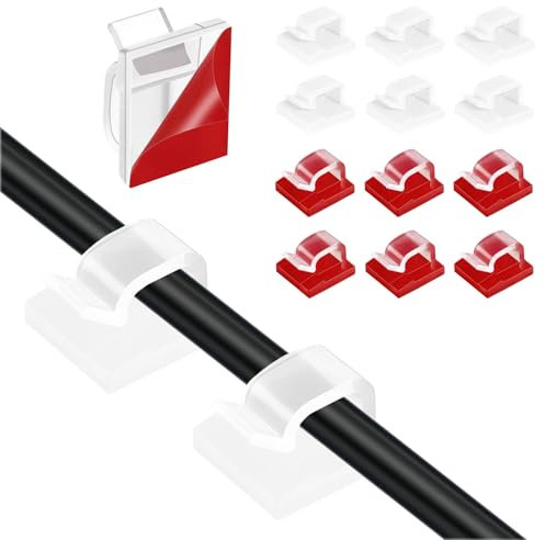 GOZINA 120PCS Cable Clips Self Adhesive, Transparent Cable Holder Clips, Mini Wire Clips for Cables, Cable Organiser for Organiser Wall, Desk, Home and Office Cables