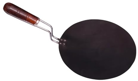 Concave MS Black Iron Tawa Pan, 30.5 cm, with Wire Handle for Roti, Chapati, Dosa, Crepe(12).