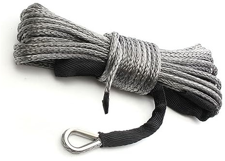 Corda for verricello da 15 m ATV UTV Cavo di traino for fune sintetica ad alta resistenza con cavo di traino con guaina grigia
